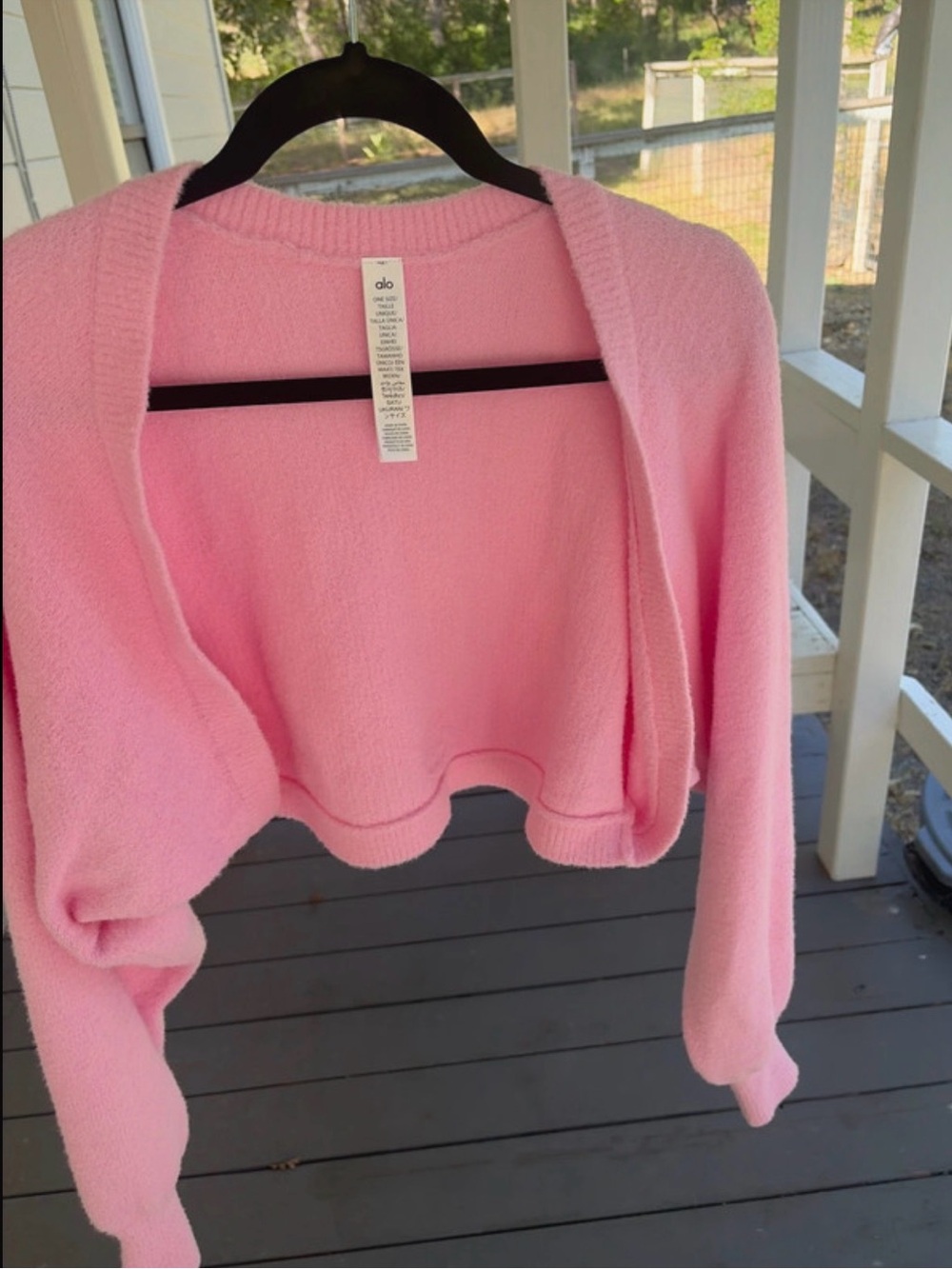 ALO Yoga Light Pink Cropped Open-Front Sweater